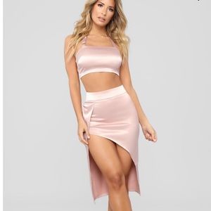 Smooth as Silk Satin Set - Blush from Fashion Nova